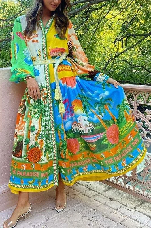 Multi Color Soft Satin Silk Maxi Dress