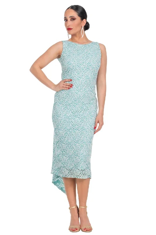Mint Lace Dress With Keyhole Tie Back