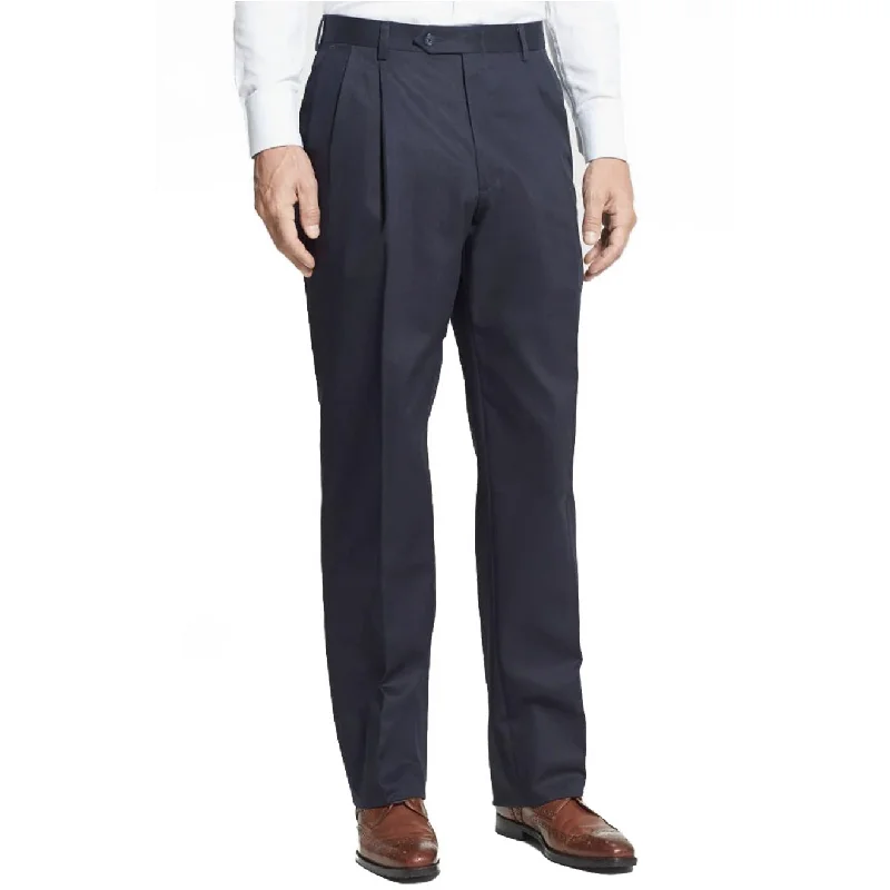 Cotton Twill Performance Dress Khaki in Navy (Self Sizer Double Reverse Pleat) by Berle Cotton Twill Performance Dress Khaki in Navy (Self Sizer Double Reverse Pleat) by Berle