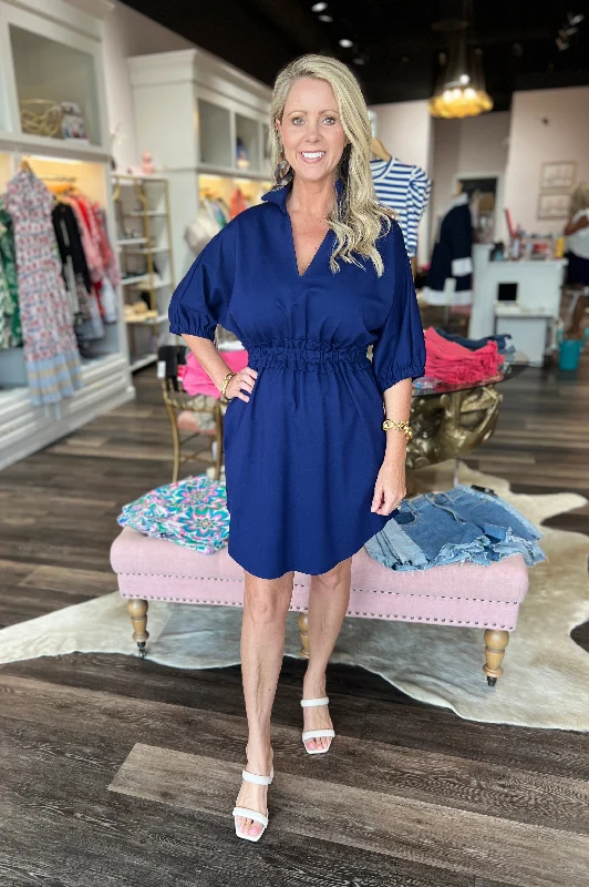Emily McCarthy Palmer Dress Navy Ponte
