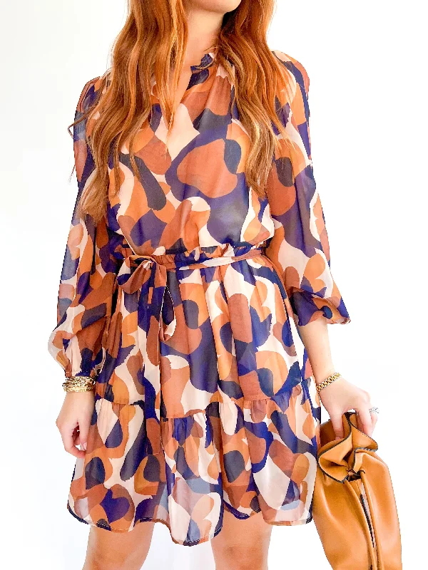 Tiered Brown Medley Dress