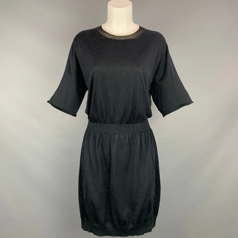 LOUIS VUITTON Size L Black Knitted Silk / Cotton Dress