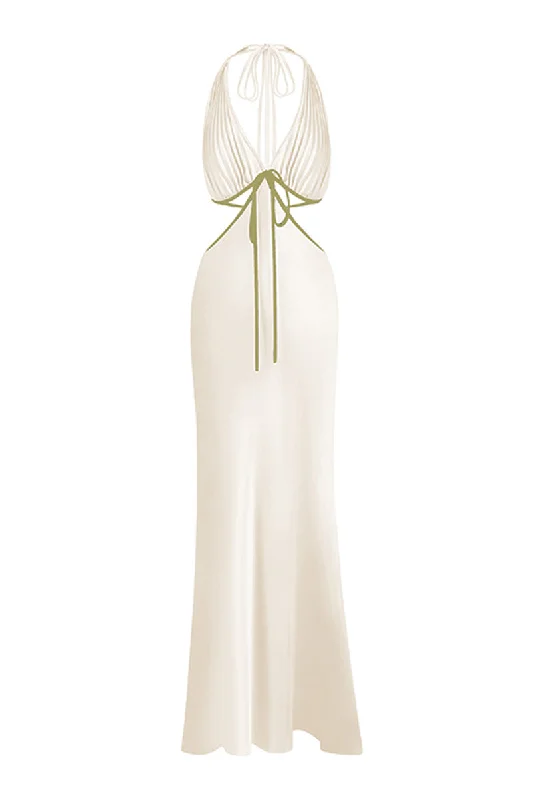 MS. PLEAT TWO-TONE CUT-OUT DRESS IN LONGAN