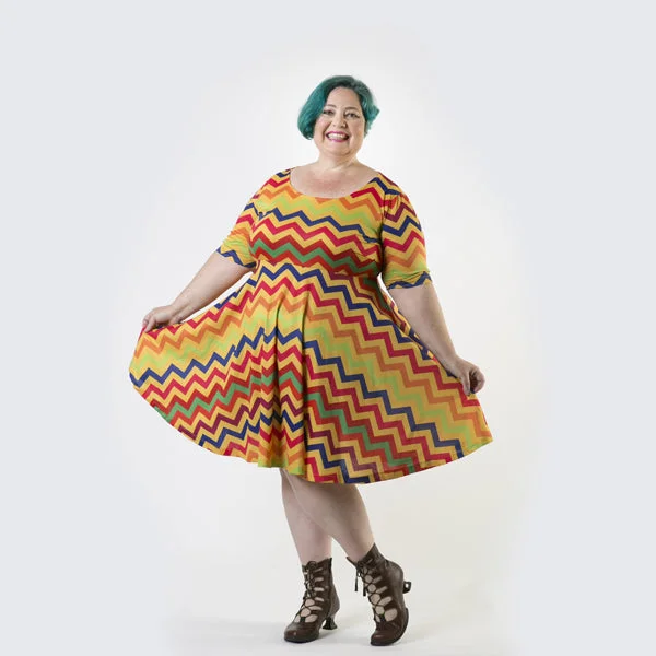 Rainbow Chevron Print Tea Plus Size Dress with pockets available in sizes 14-36 made to order Rainbow Chevron Print Tea Plus Size Dress with pockets available in sizes 14-36 made to order