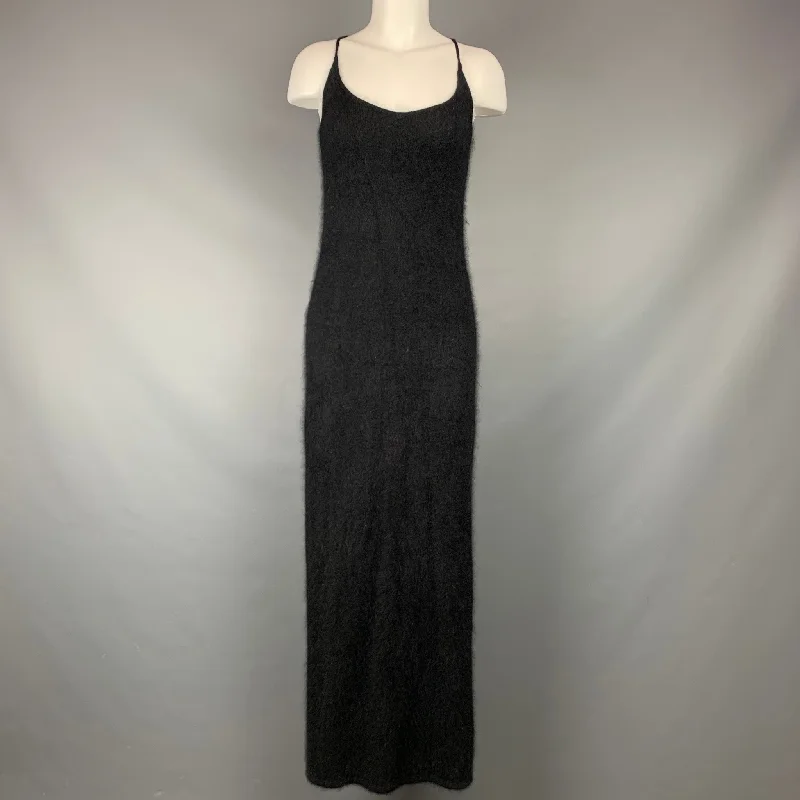 RtA Size XS Black Mohair / Wool Long Cocktail Dress