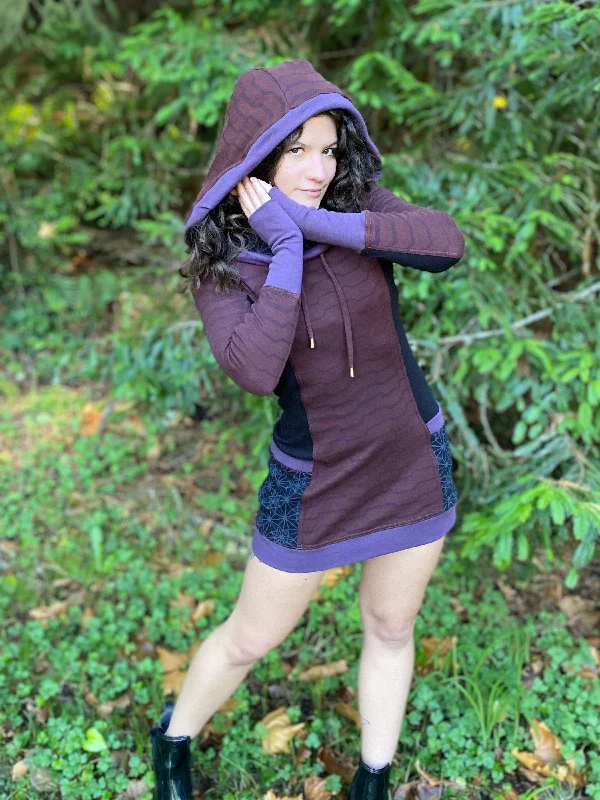 Side Panel Portal Dress - Organic Cotton Medium Weight Interlock Jersey Cowl Hooded Dress