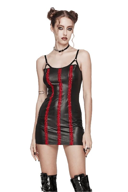 Sleek Rivet Webbing Dress with Adjustable Straps