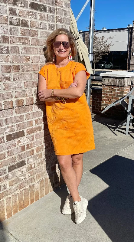 Textured Dress Orange
