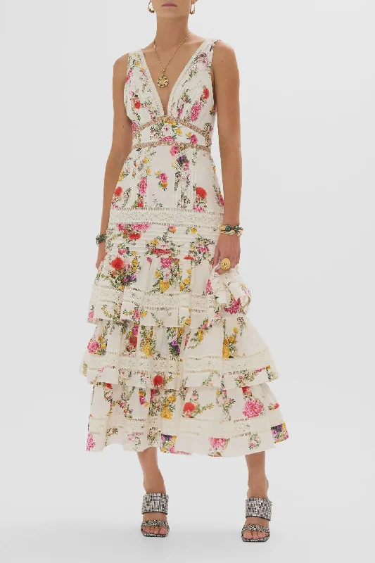Tiered Ruffle Hem Dress - Egyptian Rose