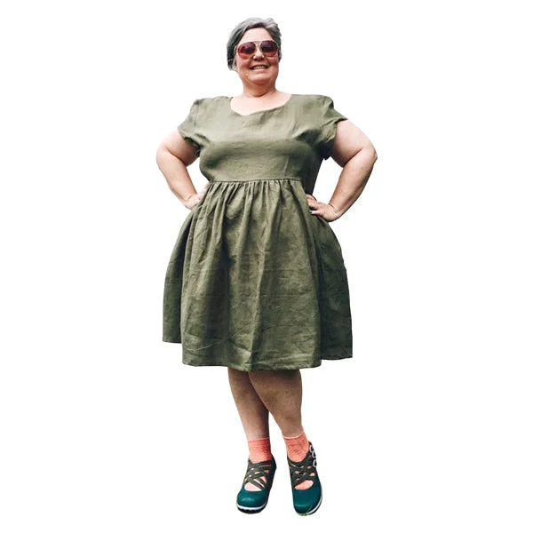 Your choice of colour Linen Sally Plus Size Dress with pockets available in sizes 14-36 made to order