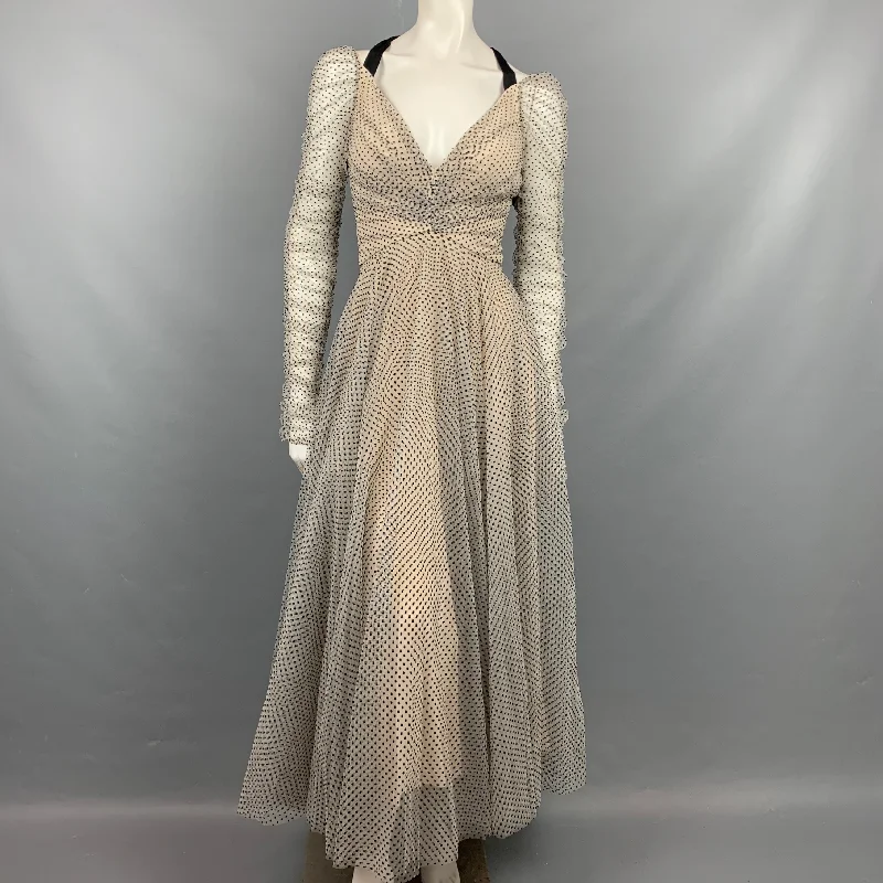 ZIMMERMANN Size 0 / US 4 Off White Polka Dot Silk Temepest Ballet Dress