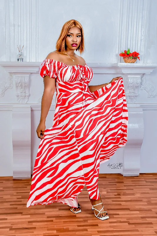 ABEENA OFF SHOULDER MAXI DRESS Trendy Floral Print Maxi Dress