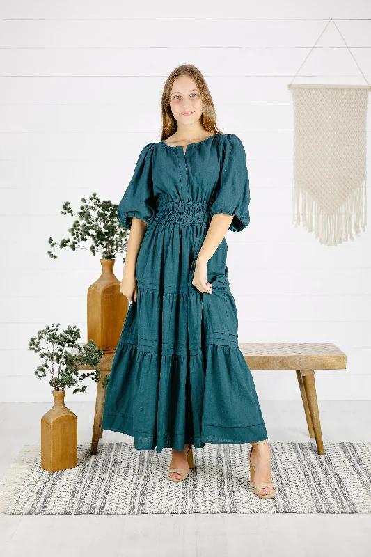 Abril Maxi Dress - Teal Elegant Velvet Maxi Dress
