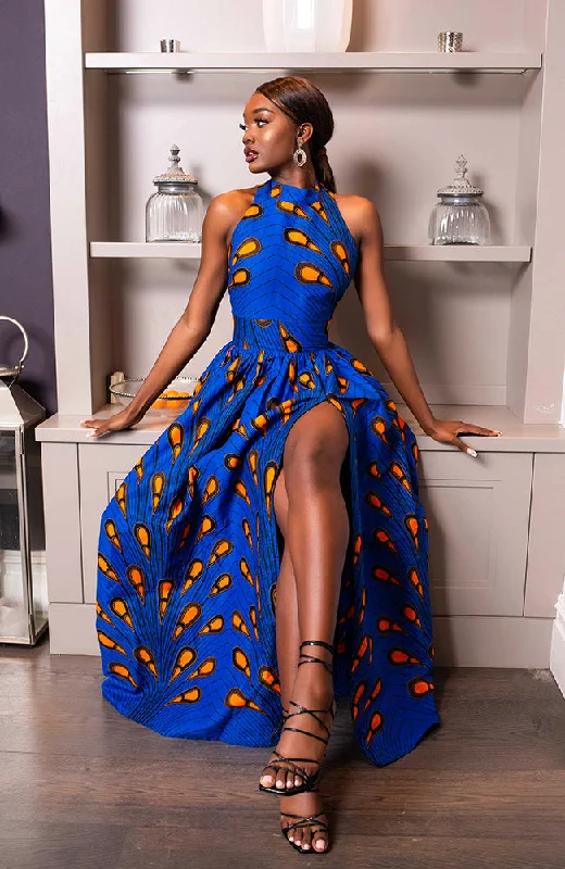 African Maxi Dresses for Women - Sleeveless Turtleneck Dress - ELLA Cozy Spaghetti Strap Maxi Dress