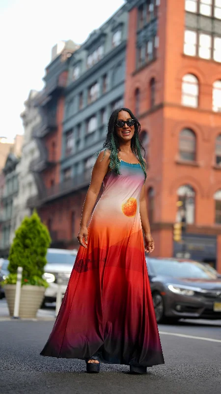 "Around the World" Misty Maxi Dress, Sahara Chic Summer Maxi Dress