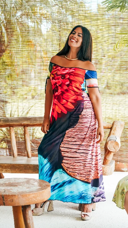 "Around the World" Valeria Open Back Maxi Dress, Hawaii Fashionable Chiffon Tiered Maxi Dress "Around the World" Valeria Open Back Maxi Dress, Hawaii Fashionable Chiffon Tiered Maxi Dress