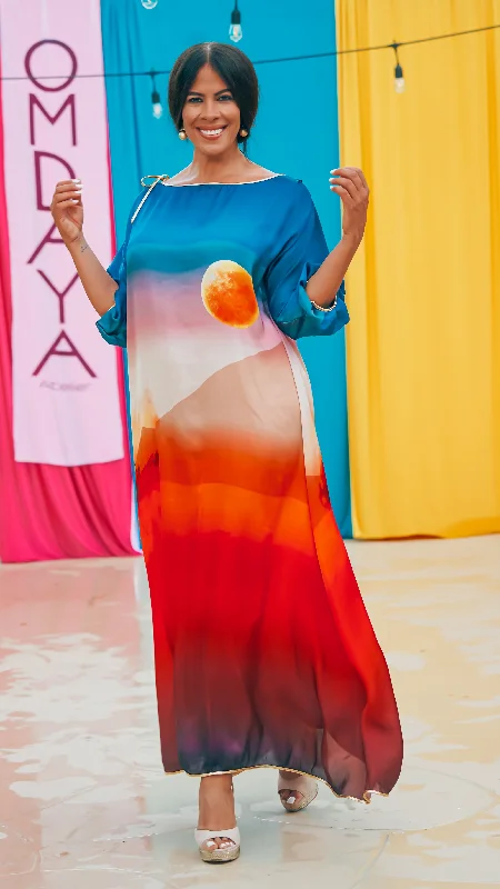 "Around the World" Serenity Maxi Dress, Sahara Comfortable Bohemian Maxi Dress