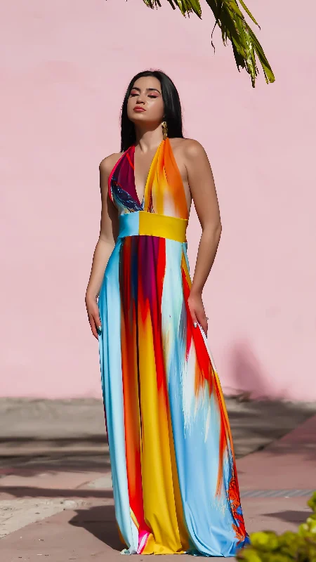 "Around the World" Zola Maxi Dress, Holi Fashionable Sheer Maxi Dress