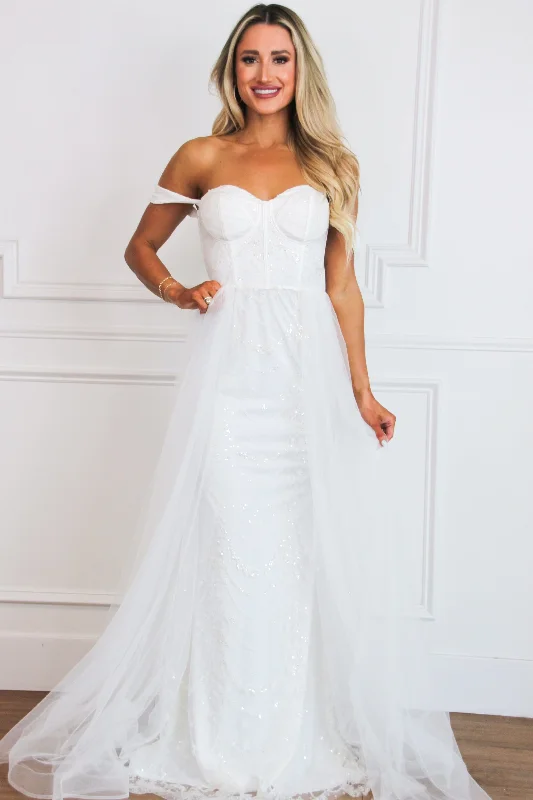 Azia Bustier Cape Sequin Off Shoulder Maxi Dress: White Comfortable Long-Sleeve Maxi Dress Azia Bustier Cape Sequin Off Shoulder Maxi Dress: White Comfortable Long-Sleeve Maxi Dress