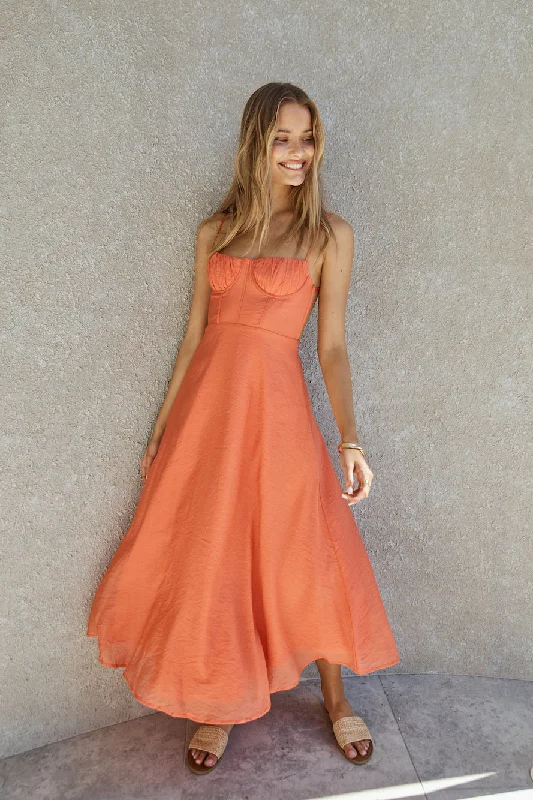 Best Dressed Maxi Dress Orange Trendy A-Line Maxi Dress