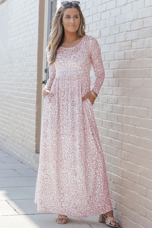 Blue Zone Planet | Leopard Animal Print Long Sleeve Empire Waist Maxi Dress Classic V-Neck Maxi Dress Blue Zone Planet | Leopard Animal Print Long Sleeve Empire Waist Maxi Dress Classic V-Neck Maxi Dress