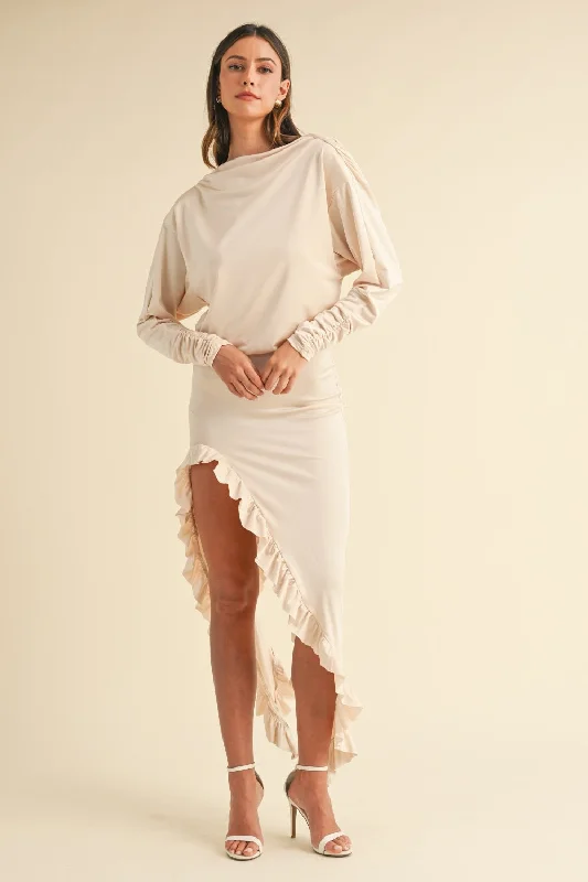 Blue Zone Planet | Mable's Backless Asymmetric Ruffle Hem Maxi Dress Elegant Maxi Dress with Ruffles Blue Zone Planet | Mable's Backless Asymmetric Ruffle Hem Maxi Dress Elegant Maxi Dress with Ruffles