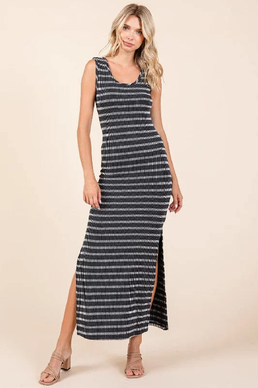Blue Zone Planet |  Mittoshop Striped Scoop Neck Sleeveless Maxi Dress Cozy Wrap Maxi Dress