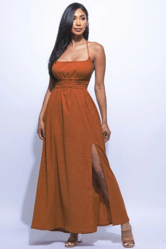 Blue Zone Planet |  Side Slit Maxi Dress Stylish Button-Up Maxi Dress