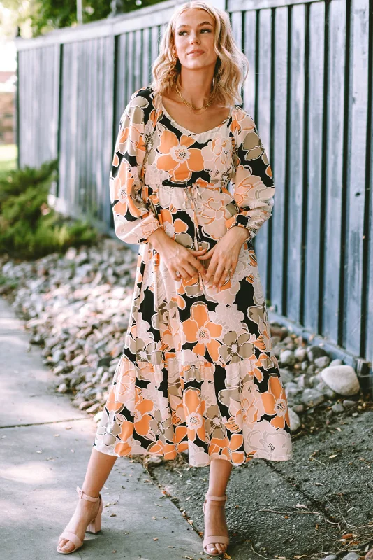 Blue Zone Planet | Tie Waist Puff Sleeve Bold Floral Maxi Dress Cozy Wrap Maxi Dress Blue Zone Planet | Tie Waist Puff Sleeve Bold Floral Maxi Dress Cozy Wrap Maxi Dress