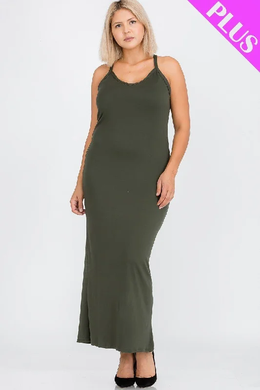 Plus Size Racer Back Maxi Dress Elegant Floral Maxi Dress