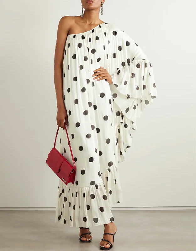 Designer Party Wear Off Shoulder Maxi Dress Off White Premium Twill Chiffon Maxi Dress Elegant Boho Maxi Dress Designer Party Wear Off Shoulder Maxi Dress Off White Premium Twill Chiffon Maxi Dress Elegant Boho Maxi Dress