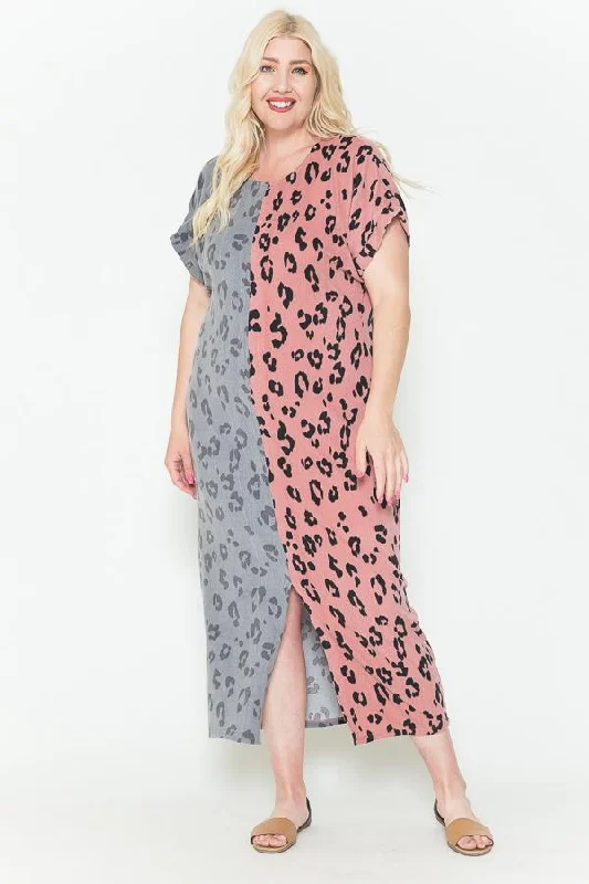 Dusty Pink Combo Front Slit Dolman Leopard Print Maxi Dress Trendy Floral Print Maxi Dress Dusty Pink Combo Front Slit Dolman Leopard Print Maxi Dress Trendy Floral Print Maxi Dress