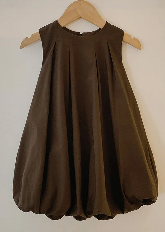 Elegant Coffee O-Neck Patchwork Wrinkled Solid Cotton Kids Maxi Dresses Sleeveless Trendy Satin Maxi Dress Elegant Coffee O-Neck Patchwork Wrinkled Solid Cotton Kids Maxi Dresses Sleeveless Trendy Satin Maxi Dress