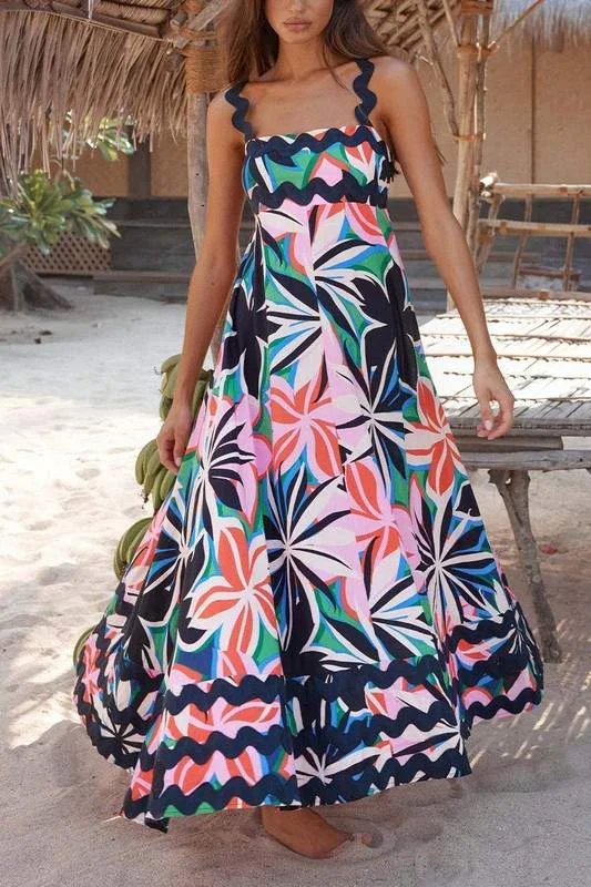 FLOWER CAMI MAXI DRESS Trendy Maxi Dress with Lace