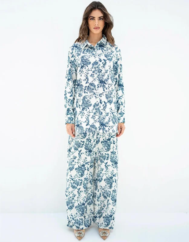 Greyish Blue Latest Heavy Designer Maxi Dress Chic Boho Print Maxi Dress