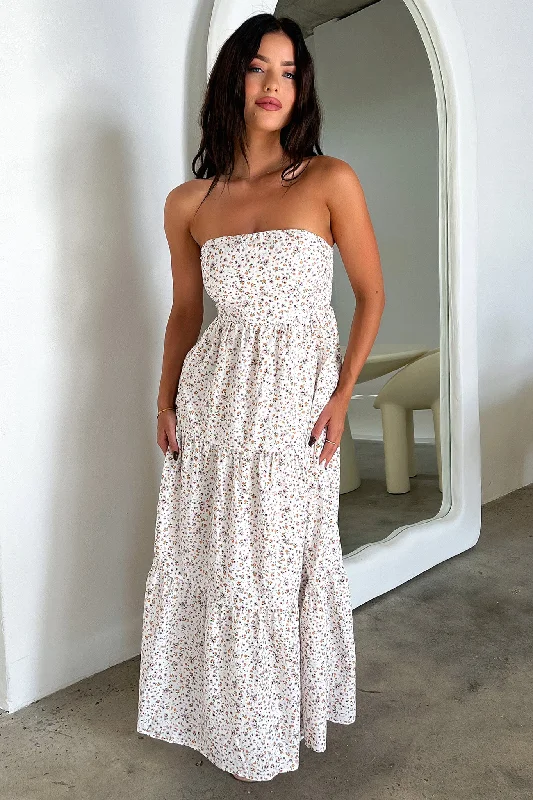 Hailey Maxi Dress - White Floral Comfortable Ruffle Maxi Dress