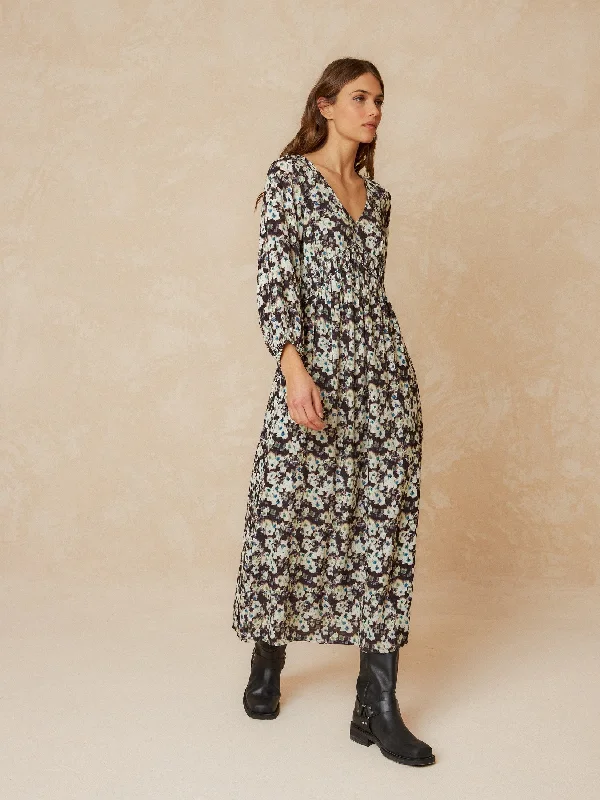Dobby Maxi Dress Black Chic Summer Floral Maxi Dress