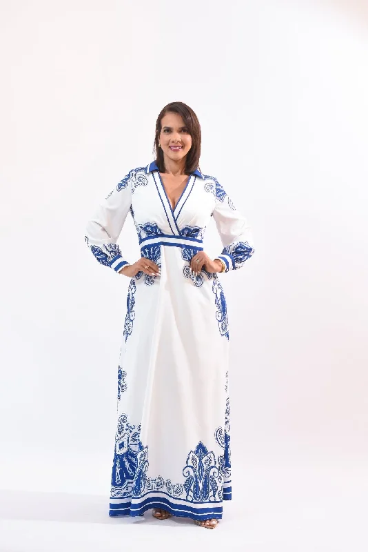 Just Need It Maxi Dress Blue Stylish V-Neck Maxi Dress