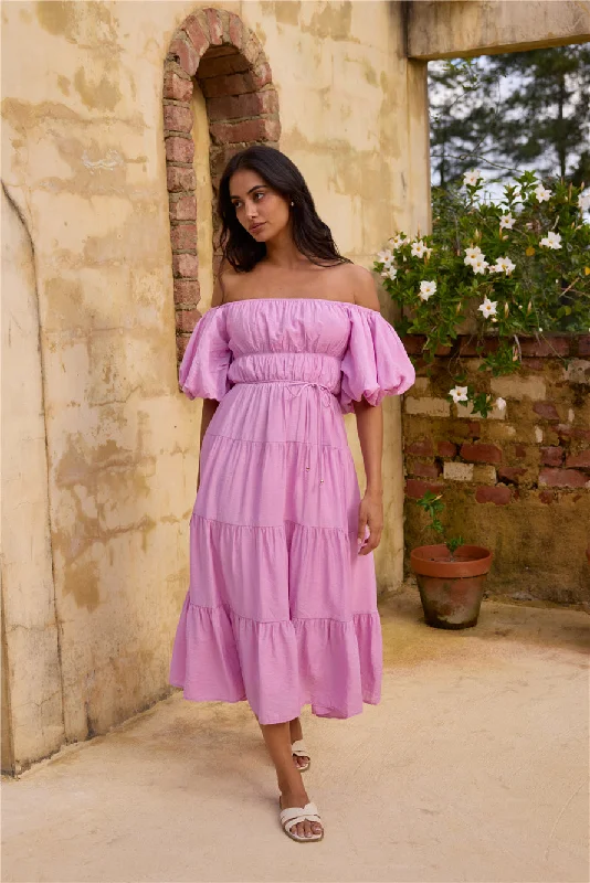 Lush Petal Maxi Dress Pink Fashionable Button-Down Maxi Dress