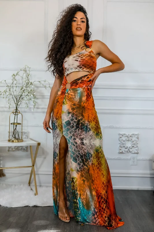 Mingle Around the World Multi Color Maxi Dress Trendy A-Line Maxi Dress
