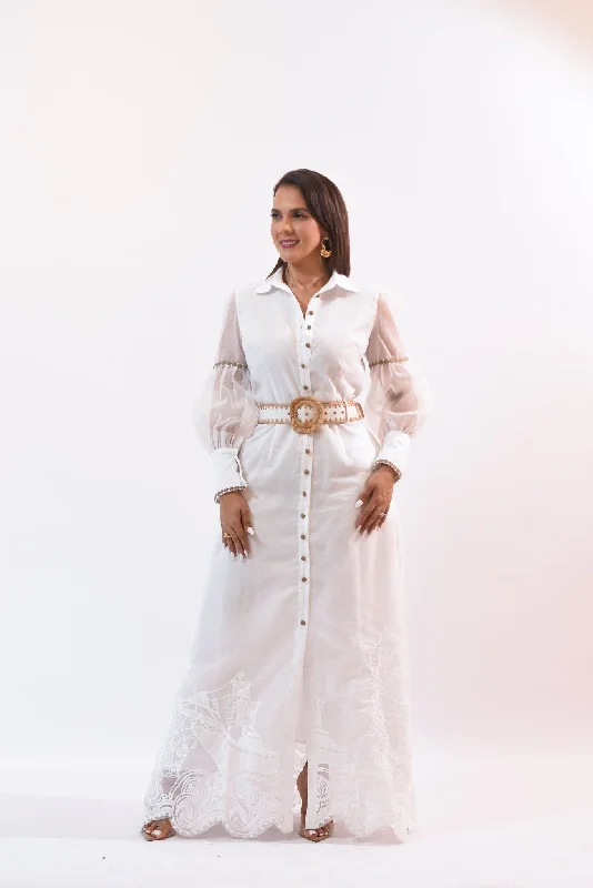 My Dreams Maxi Dress White Chic Button-Up Maxi Dress