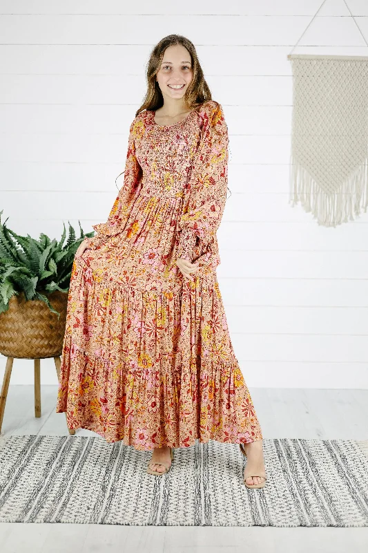 Mylah Floral Maxi Dress - Dusty Clay Cozy Longline Maxi Dress