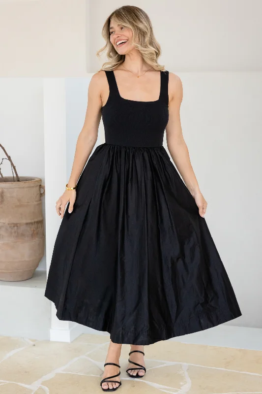 Odette Tank Maxi Dress Black Trendy Satin Maxi Dress