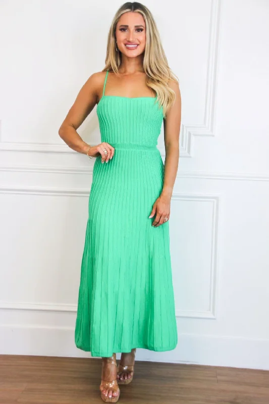Robbie Ribbed Square Neck Maxi Dress: Jade Green Comfortable Satin Maxi Dress