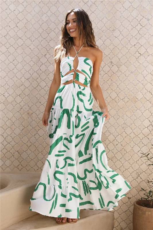 SEVEN WONDERS Yorkalina Maxi Dress Emerald Comfortable Bohemian Maxi Dress