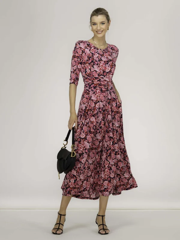 Sienna 3/4 Sleeve Maxi Dress, Floral Multi Comfortable Maxi Dress with Slits