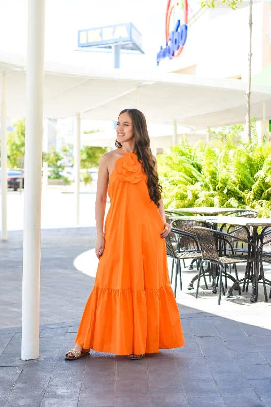 My Favorite Maxi Dress Orange Stylish V-Neck Maxi Dress