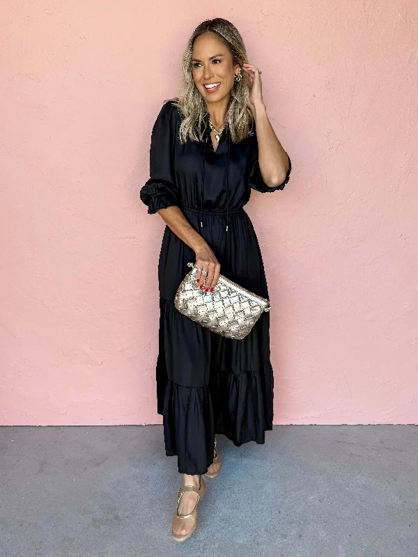 Love Found Tiered Maxi Dress-Black Classic V-Neck Maxi Dress