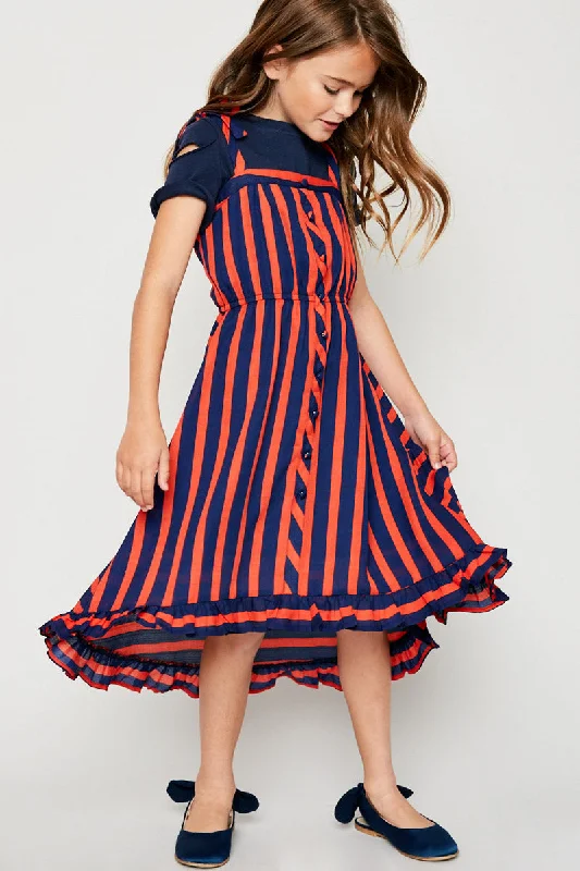 Striped Hi-Lo Maxi Dress Stylish Longline Maxi Dress