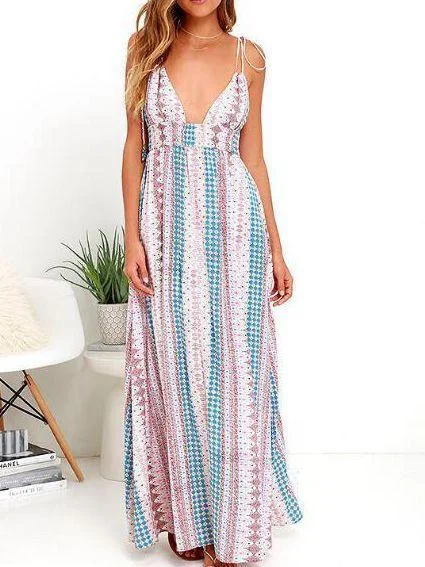 Spaghetti Strap Beach Maxi Dress Cozy Ruffle Sleeve Maxi Dress